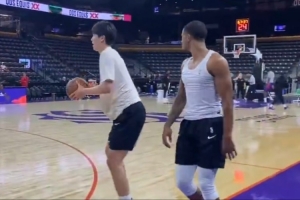 今日G聯(lián)賽首秀！撕裂之城混音球員賽前熱身 楊瀚森試投三分2中1