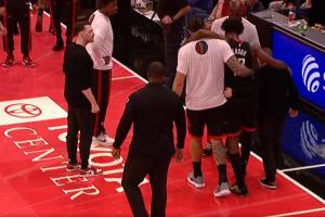 還是好兄弟！伊森受傷 亞當斯將其攙扶離場(chǎng) 兩人此前曾有過(guò)沖突