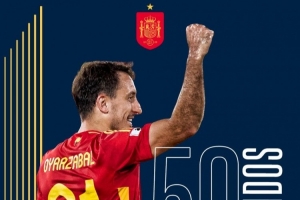 奧亞薩瓦爾迎西班牙國家隊50場(chǎng)里程碑，前49場(chǎng)19球10助攻+1冠軍