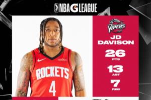 Die π！休斯頓雨姐JD·戴維森統治G聯(lián)盟 狂砍26分7板13助！