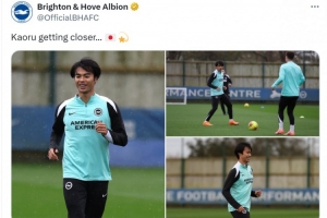 有望復出！布萊頓社媒曬三笘薫恢復訓練照片