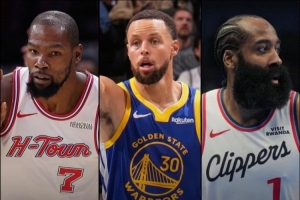 今夕是何年？杜蘭特/庫里/哈登場(chǎng)均得分皆25+ 真實(shí)命中率均60%+