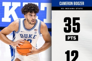 青出于藍！卡洛斯·布澤爾大學(xué)94場(chǎng)才拿到30+10 他兒子4場(chǎng)就搞定