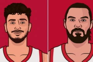 內線(xiàn)優(yōu)勢！申京和亞當斯各搶下8個(gè)前場(chǎng)板 魔術(shù)首發(fā)五人共5個(gè)