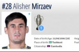 官方：柬埔寨歸化29歲原烏茲別克斯坦中場(chǎng)米爾扎耶夫