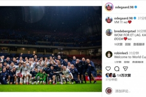 大賽夢(mèng)圓?厄德高社媒曬挪威隊大合照：世界杯！