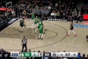 捍衛主場(chǎng)！8號秀杰明追身三分再進(jìn) 籃網(wǎng)開(kāi)局4記三分13-4！