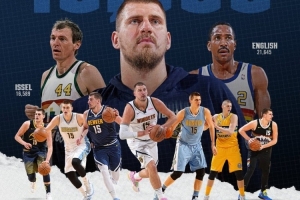 掘金官方：約基奇總分已來(lái)到16590 升至隊史第二&僅次于英格利什