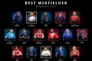 環(huán)足獎2025年最佳中場(chǎng)候選：維爾茨、若昂·內維斯、佩德里在列
