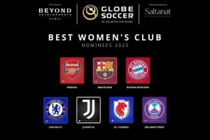 環(huán)足獎2025年最佳女足俱樂(lè )部候選：阿森納女足、巴薩女足領(lǐng)銜