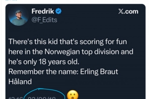 2018年記者報道挪威天才少年，哈蘭德社媒調侃：我記得這個(gè)名字