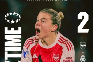 女足歐冠阿森納主場(chǎng)2-1逆轉皇馬，魯索梅開(kāi)二度