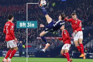 驚天倒鉤！麥克托米奈倒鉤高度2.53米，比當年C羅還高了15厘米