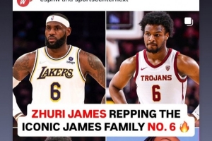 全家6號！詹姆斯轉發(fā)自己和三個(gè)子女均身穿6號球衣照