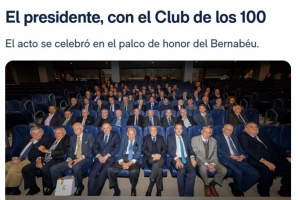 皇馬在伯納烏球場(chǎng)榮譽(yù)包廂設宴招待資深會(huì )員，弗洛倫蒂諾出席活動(dòng)